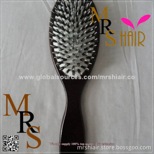 C style wooden bristle loop brush for hair extensions comb for salon